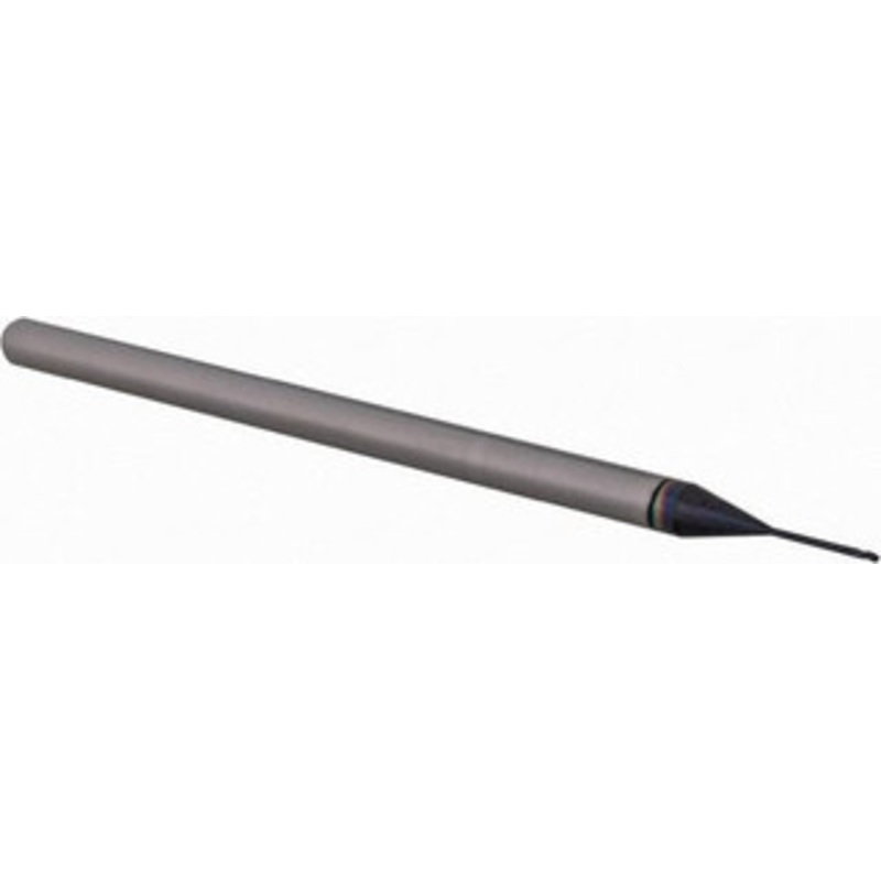 Accupro 0.02 Diam, 0.03 LOC, 3 Flute Solid Carbide Ball End Mill AlTiN Finish, Single End, 2-1/2 OAL, 1/8 Shank Diam, Spiral Flute AP61729778 – 61729778