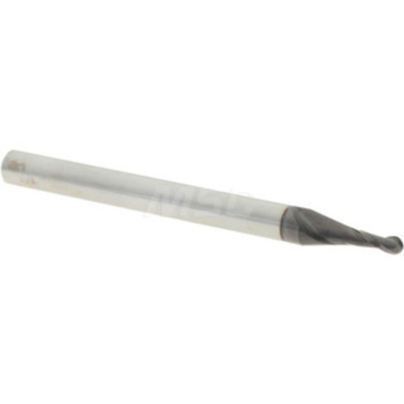 Accupro 0.06 Diam, 0.18 LOC, 2 Flute Solid Carbide Ball End Mill AlTiN Finish, Single End, 1-1/2 OAL, 1/8 Shank Diam, Spiral Flute 6500511 – 78958576