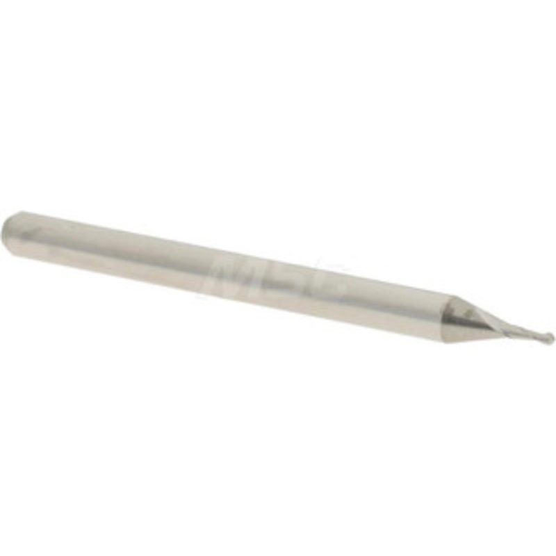 Accupro 0.8mm Diam, 2.4mm LOC, 2 Flute Solid Carbide Ball End Mill Uncoated, Single End, 38mm OAL, 3mm Shank Diam, Spiral Flute 6500465 – 87208062