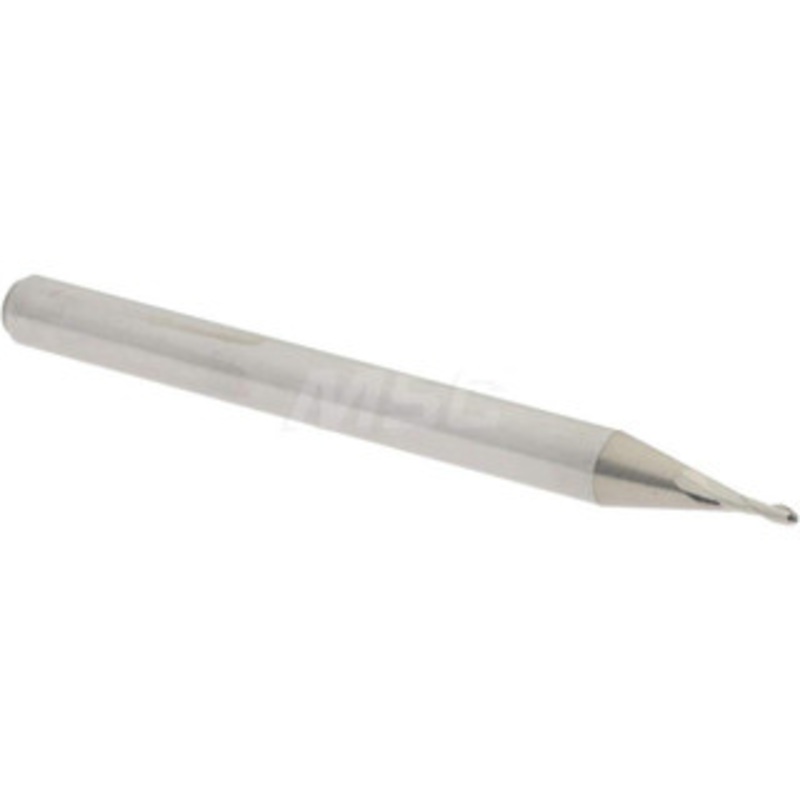 Accupro 1/32 Diam, 3/32 LOC, 2 Flute Solid Carbide Ball End Mill Uncoated, Single End, 1-1/2 OAL, 1/8 Shank Diam, Spiral Flute 12183890 – 07760143