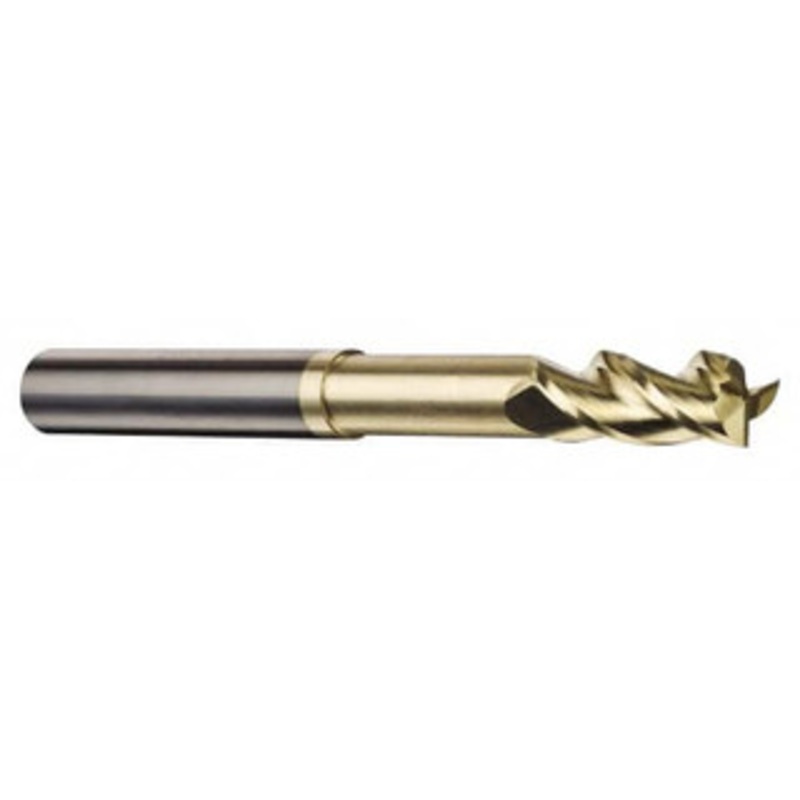 Accupro 1/4 Diam 3 Flute Solid Carbide 0.03 Corner Radius End Mill ZrN Finish, 2-1/2 OAL, 3/8 LOC, 1/4 Shank Diam, 37 Helix, RH Cut, RH Flute, Centercutting, 1-1/8 Extended Reach 35025006N18030C – 48339600
