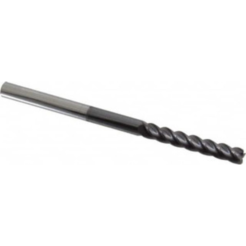 Accupro 1/4 Diam 4 Flute Solid Carbide 0.03 Corner Radius End Mill AlTiN Finish, 4 OAL, 1-1/2 LOC, 1/4 Shank Diam, 40 Helix, RH Cut, RH Flute, Centercutting 12183245 – 08486656