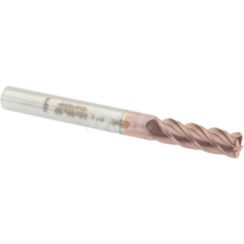 Accupro 1/4 Diam 4 Flute Solid Carbide 0.045 Corner Radius End Mill TiCN Finish, 2-1/2 OAL, 3/4 LOC, 1/4 Shank Diam, 40 Helix, RH Cut, RH Flute, Centercutting 12182464 – 86769783