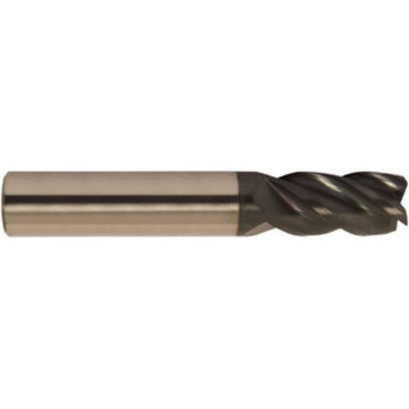 Accupro 1/4 Diam 4 Flute Solid Carbide 0.09 Corner Radius End Mill AlTiCrN Finish, 2 OAL, 3/8 LOC, 1/4 Shank Diam, 38 Helix, RH Cut, RH Flute, Centercutting 6504336 – 31489875