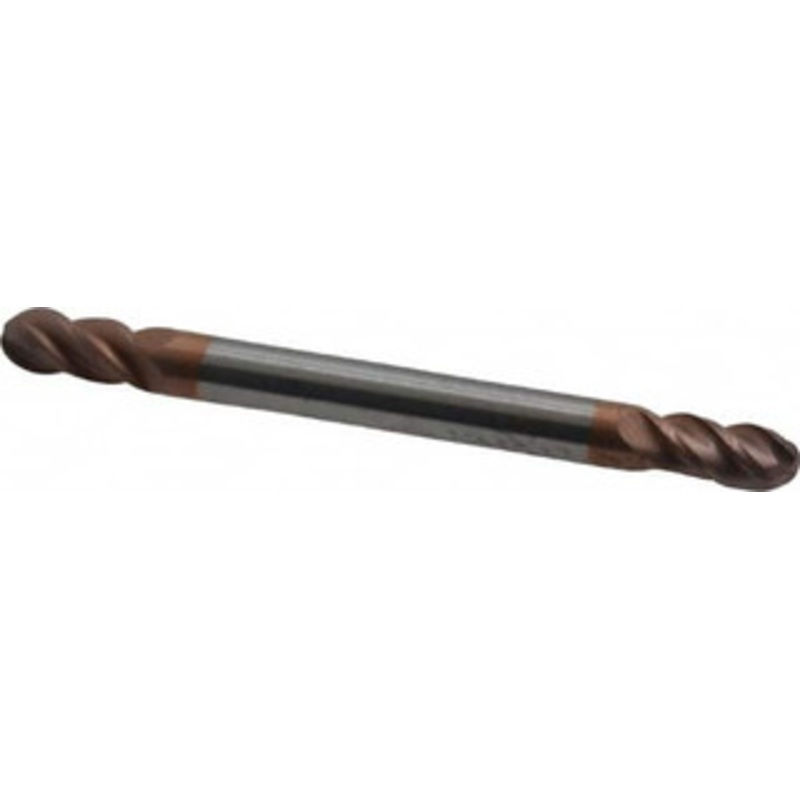 Accupro 1/8 Diam, 1/4 LOC, 4 Flute Solid Carbide Ball End Mill TiCN Finish, Double End, 1-1/2 OAL, 1/8 Shank Diam, Spiral Flute 12185341 – 07762925