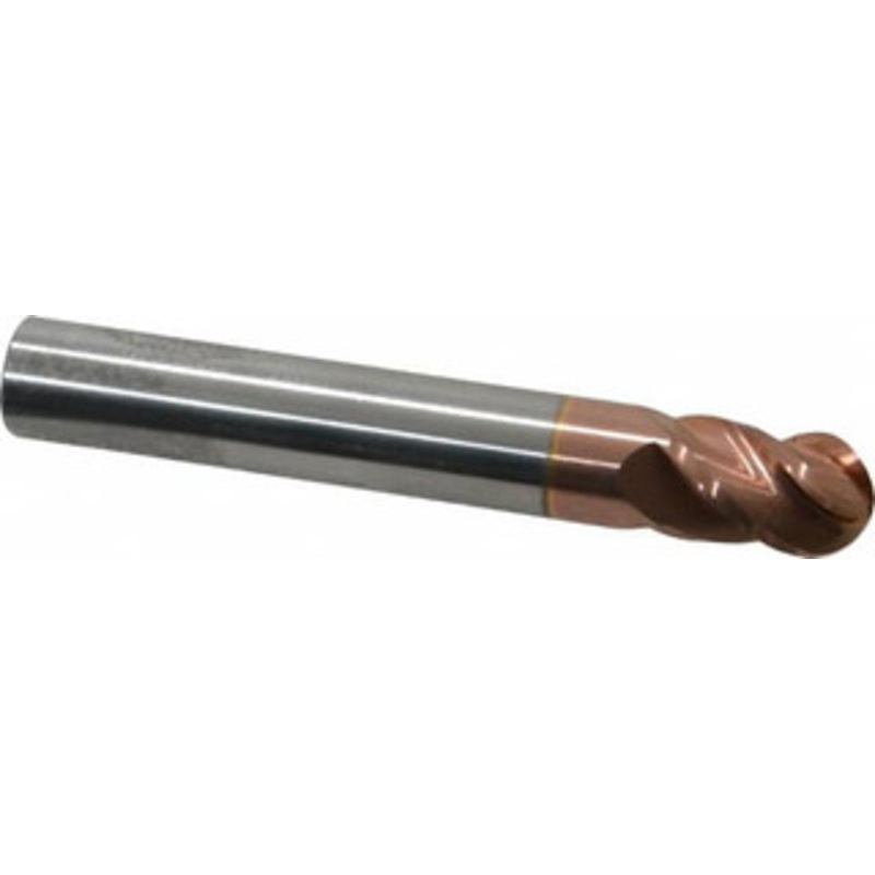 Accupro 10mm Diam, 14mm LOC, 4 Flute Solid Carbide Ball End Mill TiCN Finish, Single End, 70mm OAL, 10mm Shank Diam, Spiral Flute 12184817 – 07338189