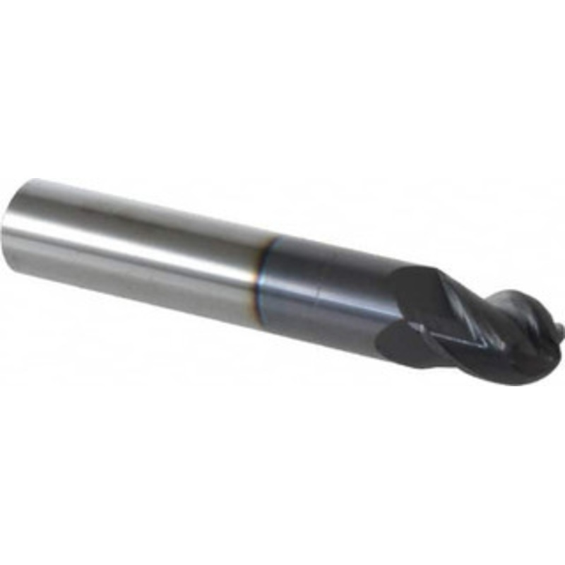 Accupro 11mm Diam, 14mm LOC, 4 Flute Solid Carbide Ball End Mill AlTiN Finish, Single End, 76mm OAL, 12mm Shank Diam, Spiral Flute 12184830 – 76490002
