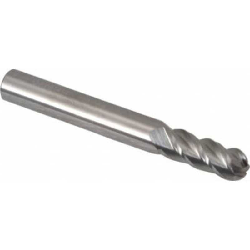 Accupro 19/64 Diam, 3/4 LOC, 4 Flute Solid Carbide Ball End Mill Uncoated, Single End, 2-1/2 OAL, 5/16 Shank Diam, Spiral Flute 12184628 – 07761414