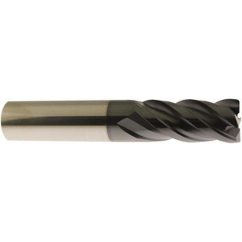 Accupro 3/16 Diam 4 Flute Solid Carbide 0.01 Corner Radius End Mill AlTiN Finish, 2 OAL, 5/8 LOC, 3/16 Shank Diam, 40 Helix, RH Cut, RH Flute, Centercutting 12180485 – 70215546