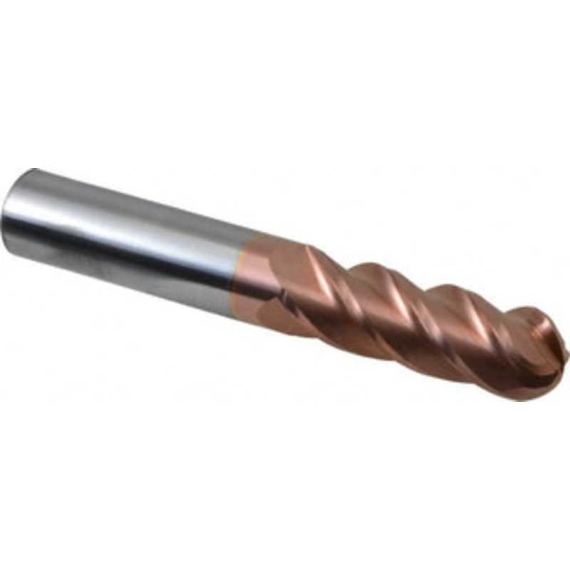 Accupro 3/4 Diam, 2-1/4 LOC, 4 Flute Solid Carbide Ball End Mill TiCN Finish, Single End, 5 OAL, 3/4 Shank Diam, Spiral Flute 12184887 – 07768146