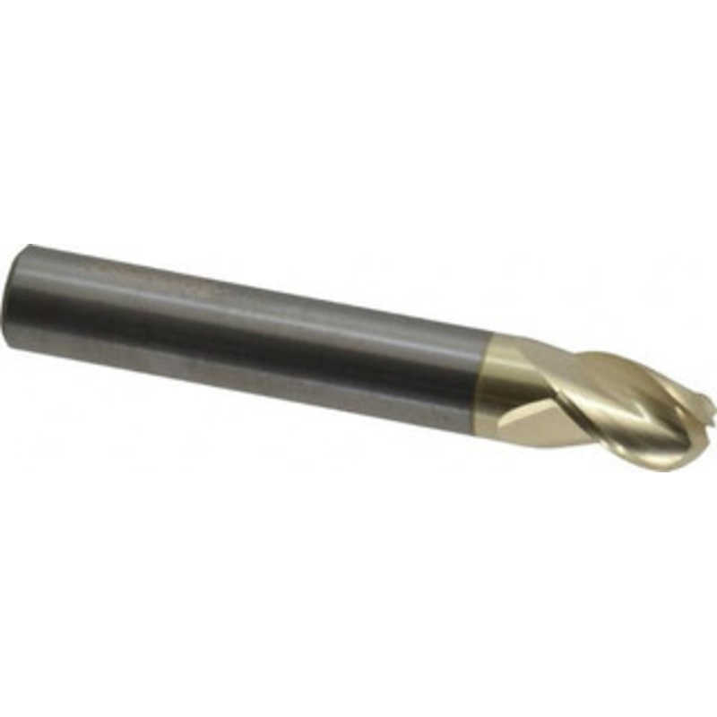 Accupro 3/8 Diam, 1/2 LOC, 3 Flute Solid Carbide Ball End Mill ZrN Finish, Single End, 2-1/2 OAL, 3/8 Shank Diam, Spiral Flute 35037508BNC5 – 03288149