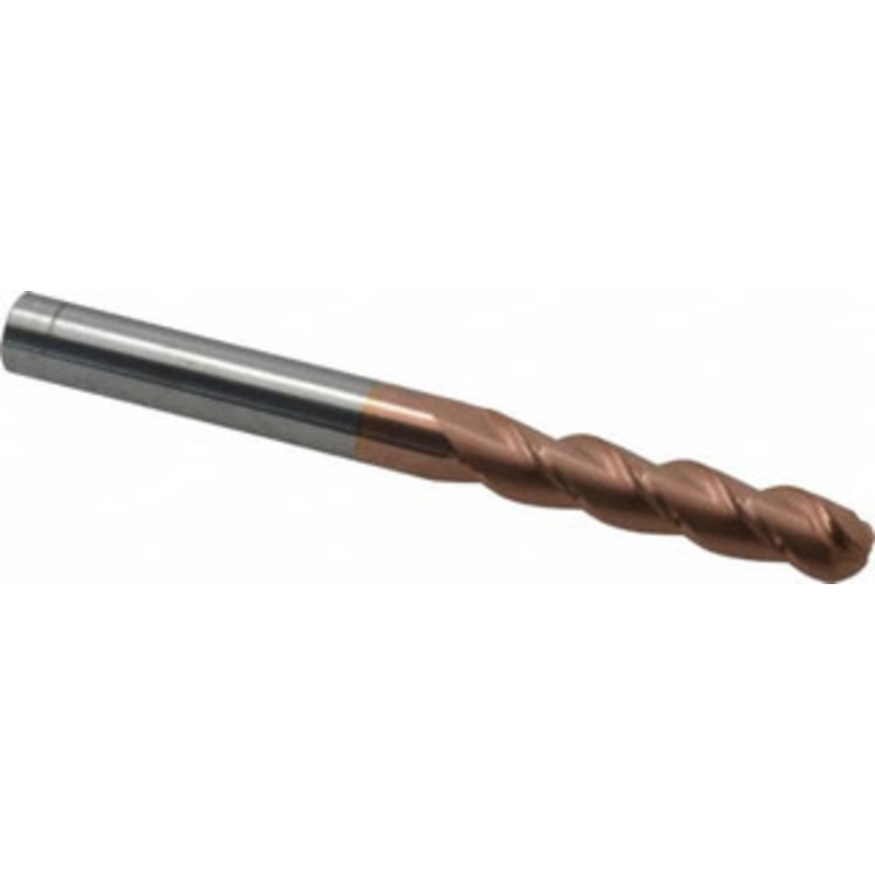 Accupro 3/8 Diam, 1-3/4 LOC, 3 Flute Solid Carbide Ball End Mill TiCN Finish, Single End, 4 OAL, 3/8 Shank Diam, Spiral Flute 12184470 – 76489426