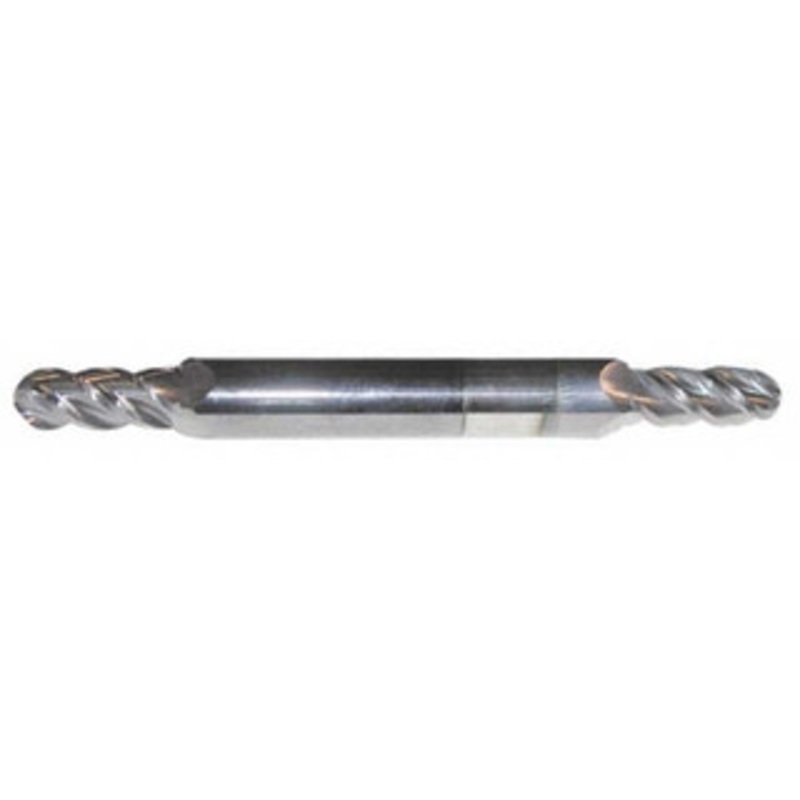 Accupro 3/8 Diam, 3/4 LOC, 4 Flute Solid Carbide Ball End Mill AlTiN Finish, Double End, 3-1/2 OAL, 3/8 Shank Diam, Spiral Flute 12185321 – 09743030