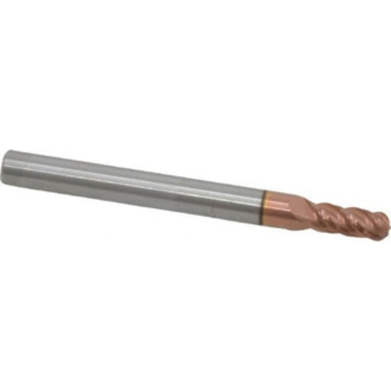 Accupro 5/32 Diam, 3/8 LOC, 4 Flute Solid Carbide Ball End Mill TiCN Finish, Single End, 2 OAL, 3/16 Shank Diam, Spiral Flute 12184746 – 07767460