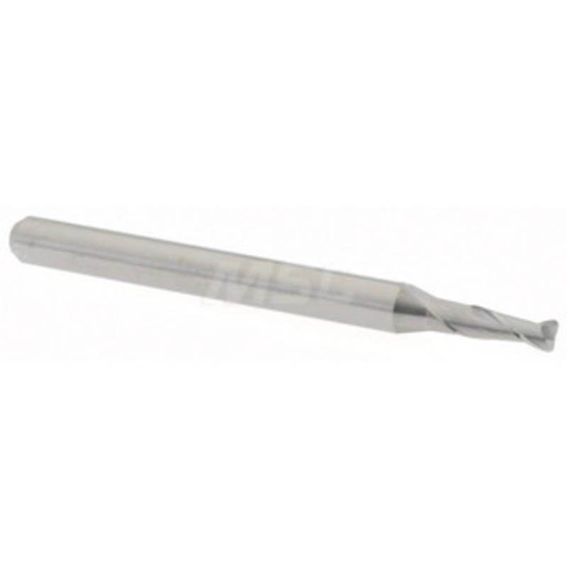Accupro 5/64 Diam 2 Flute Solid Carbide 0.015 Corner Radius End Mill Uncoated, 1-1/2 OAL, 0.234 LOC, 1/8 Shank Diam, 30 Helix, RH Cut, RH Flute, Centercutting 6503530 – 62754254