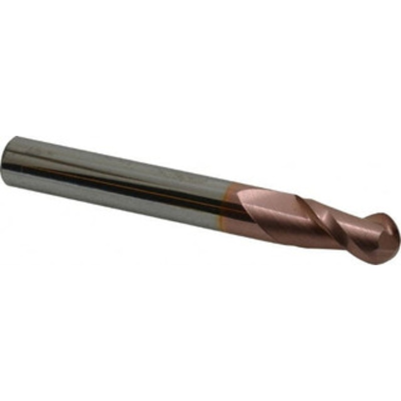 Accupro 5/8 Diam, 3 LOC, 2 Flute Solid Carbide Ball End Mill TiCN Finish, Single End, 6 OAL, 5/8 Shank Diam, Spiral Flute 12184266 – 07767205