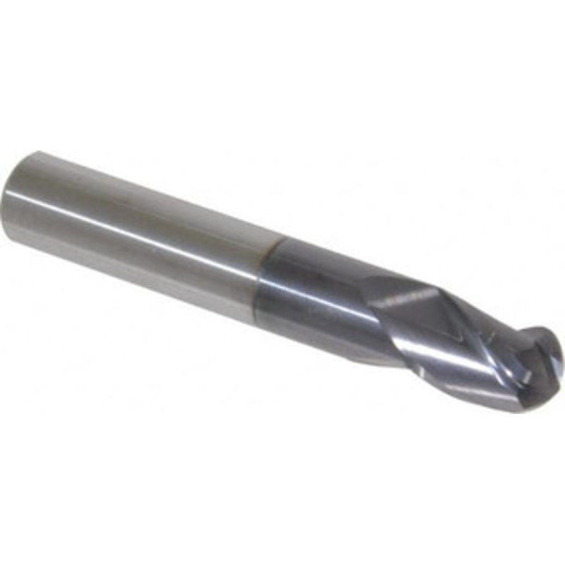 Accupro 7/16 Diam, 9/16 LOC, 3 Flute Solid Carbide Ball End Mill AlTiN Finish, Single End, 2-3/4 OAL, 7/16 Shank Diam, Spiral Flute 12176719 – 00477026