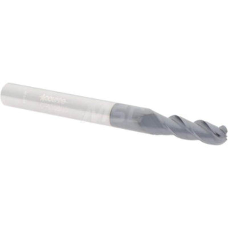 Accupro 7/32 Diam, 5/8 LOC, 3 Flute Solid Carbide Ball End Mill AlTiN Finish, Single End, 2-1/2 OAL, 1/4 Shank Diam, Spiral Flute 12184345 – 09136805
