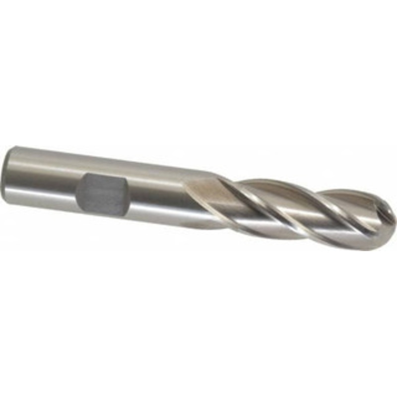 Cleveland 1/2 Diam, 1-1/4 LOC, 4 Flute High Speed Steel Ball End Mill Uncoated, Single End, 3-1/4 OAL, 1/2 Shank Diam, Spiral Flute C41293 – 87409538
