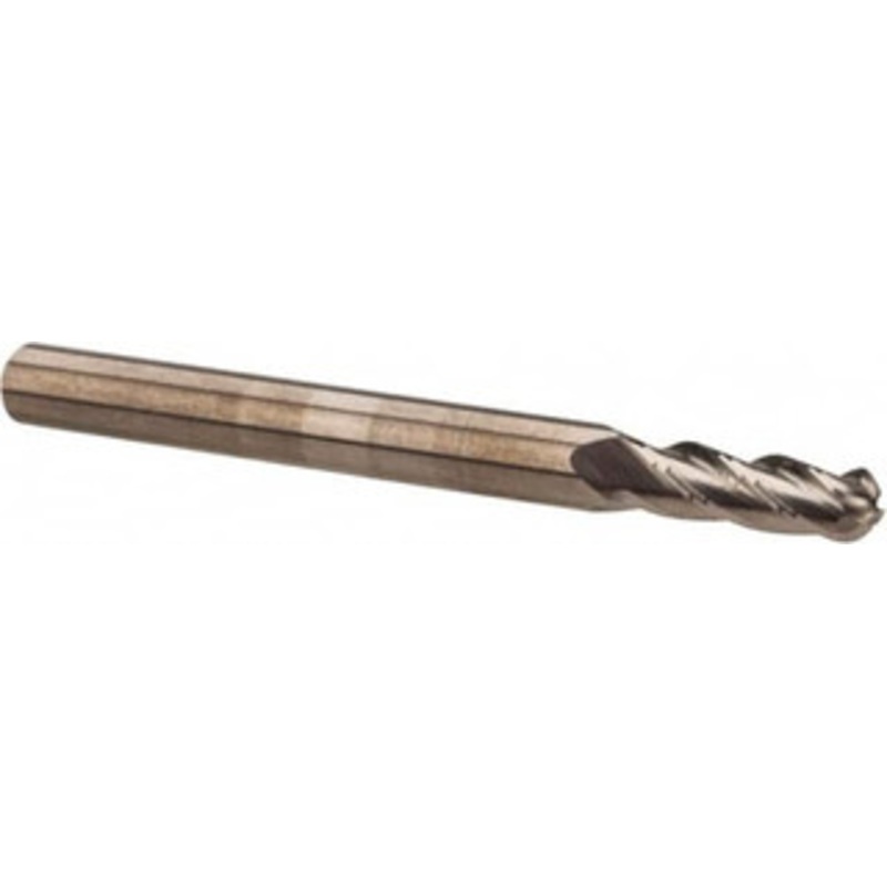 Hertel 7/64 Diam, 3/8 LOC, 4 Flute Solid Carbide Ball End Mill Uncoated, Single End, 1-1/2 OAL, 1/8 Shank Diam E5250007 – 88246798