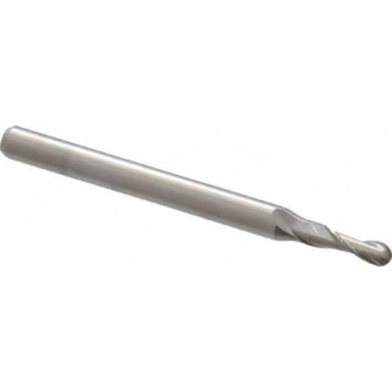 KYOCERA SGS 0.085 Diam, 0.255 LOC, 2 Flute Solid Carbide Ball End Mill Uncoated, Single End, 1-1/2 OAL, 1/8 Shank Diam, Spiral Flute 01961 – 60059664