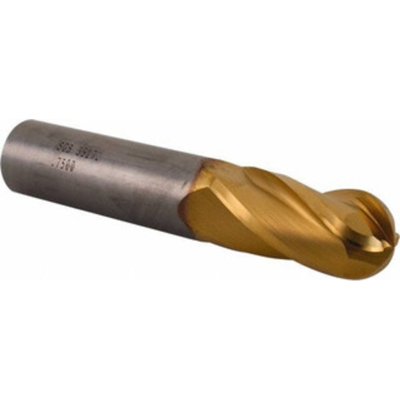 KYOCERA SGS 3/4 Diam, 1-1/2 LOC, 4 Flute Solid Carbide Ball End Mill TiN Finish, Single End, 4 OAL, 3/4 Shank Diam, Spiral Flute 39172 – 93775708
