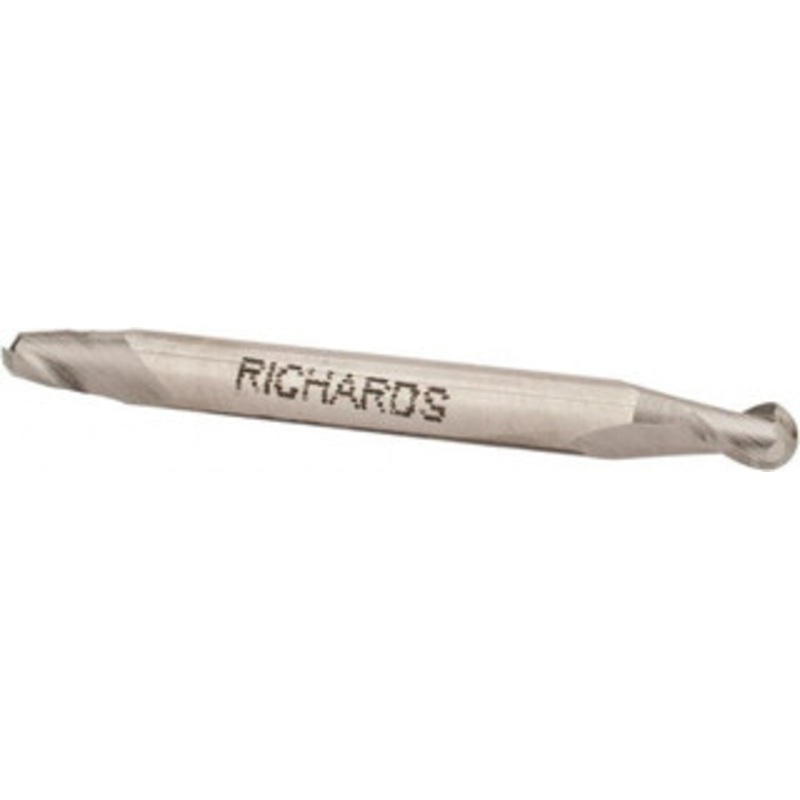 Made in USA 5/32 Diam, 15/64 LOC, 2 Flute High Speed Steel Ball End Mill Double End, 2 OAL, 3/16 Shank Diam 843-0156 – 01787415