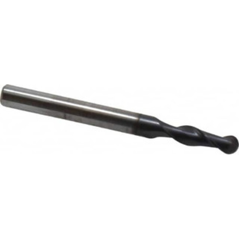 OSG 11/64 Diam, 9/16 LOC, 2 Flute Solid Carbide Ball End Mill TiAlN Finish, Single End, 2 OAL, 3/16 Shank Diam, Spiral Flute HP421-1719-BN – 44856987