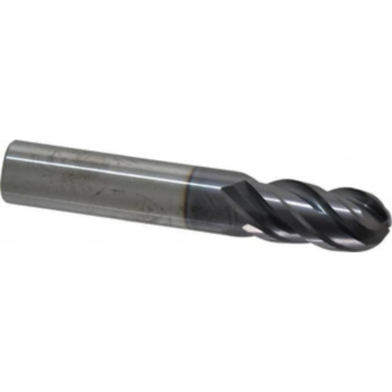 PROMAX Tools 1/2 Diam, 1-1/4 LOC, 4 Flute Solid Carbide Ball End Mill AlTiN Finish, Single End, 3 OAL, 1/2 Shank Diam, Spiral Flute 157-03214 – 02829554