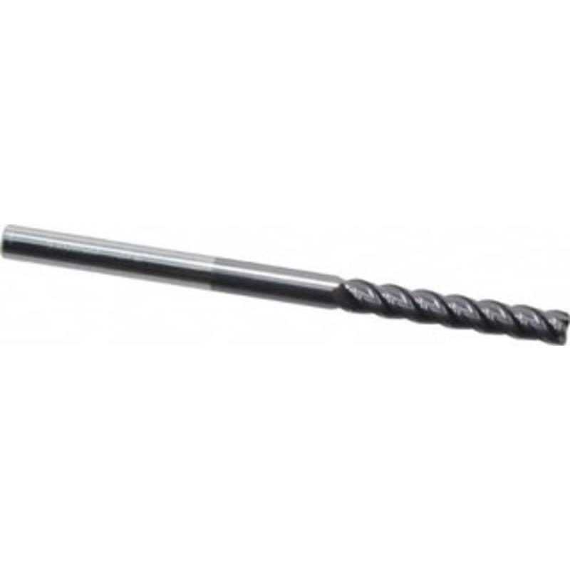 Accupro 3/16 Diam 4 Flute Solid Carbide 0.02 Corner Radius End Mill AlTiN Finish, 3 OAL, 1-1/8 LOC, 3/16 Shank Diam, 40 Helix, RH Cut, RH Flute, Centercutting 12183221 – 93028587