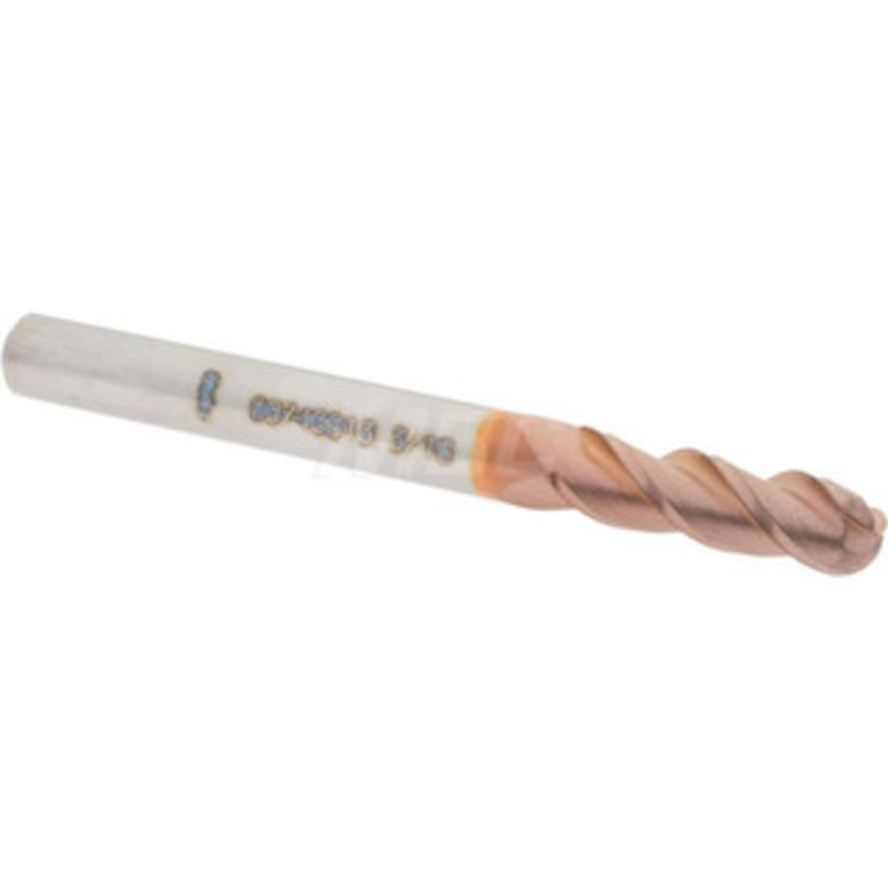 Accupro 3/16 Diam, 5/8 LOC, 3 Flute Solid Carbide Ball End Mill TiCN Finish, Single End, 2 OAL, 3/16 Shank Diam, Spiral Flute 12184338 – 09749813