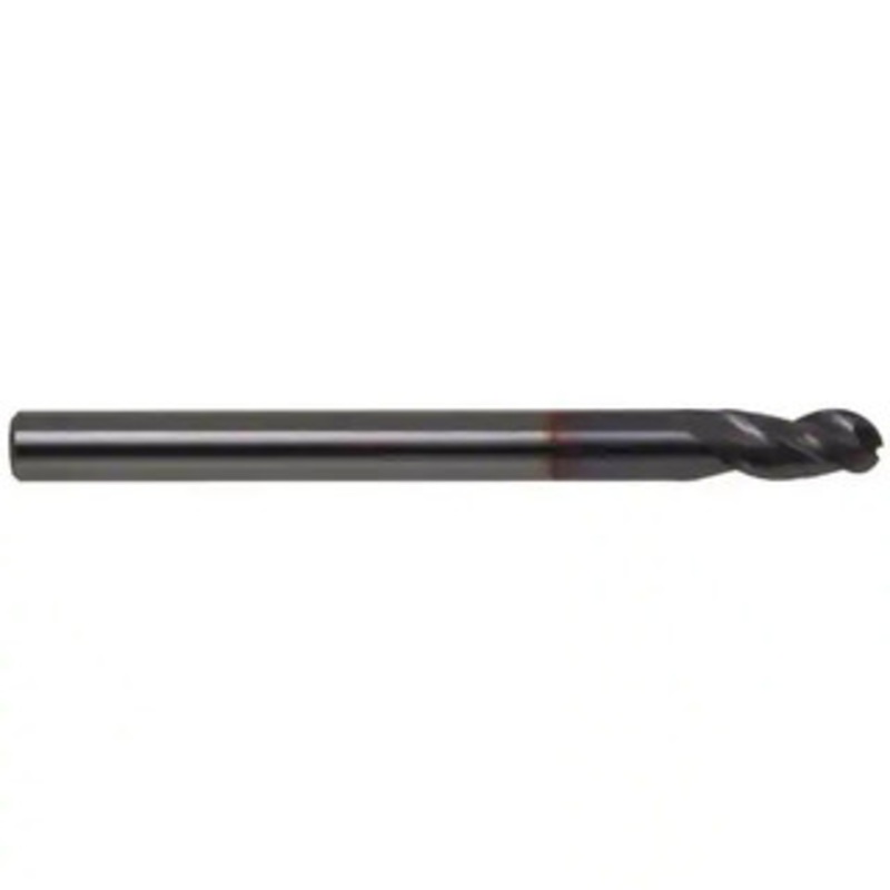 Accupro 9/32 Diam, 13/16 LOC, 3 Flute Solid Carbide Ball End Mill AlTiN Finish, Single End, 2-1/2 OAL, 5/16 Shank Diam, Spiral Flute 12176701 – 00476952