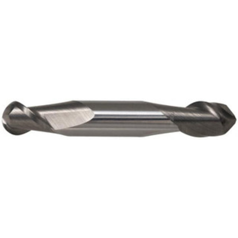 Accupro 9/64 Diam, 5/16 LOC, 2 Flute Solid Carbide Ball End Mill TiCN Finish, Double End, 2 OAL, 3/16 Shank Diam, Spiral Flute 12177719 – 07762636