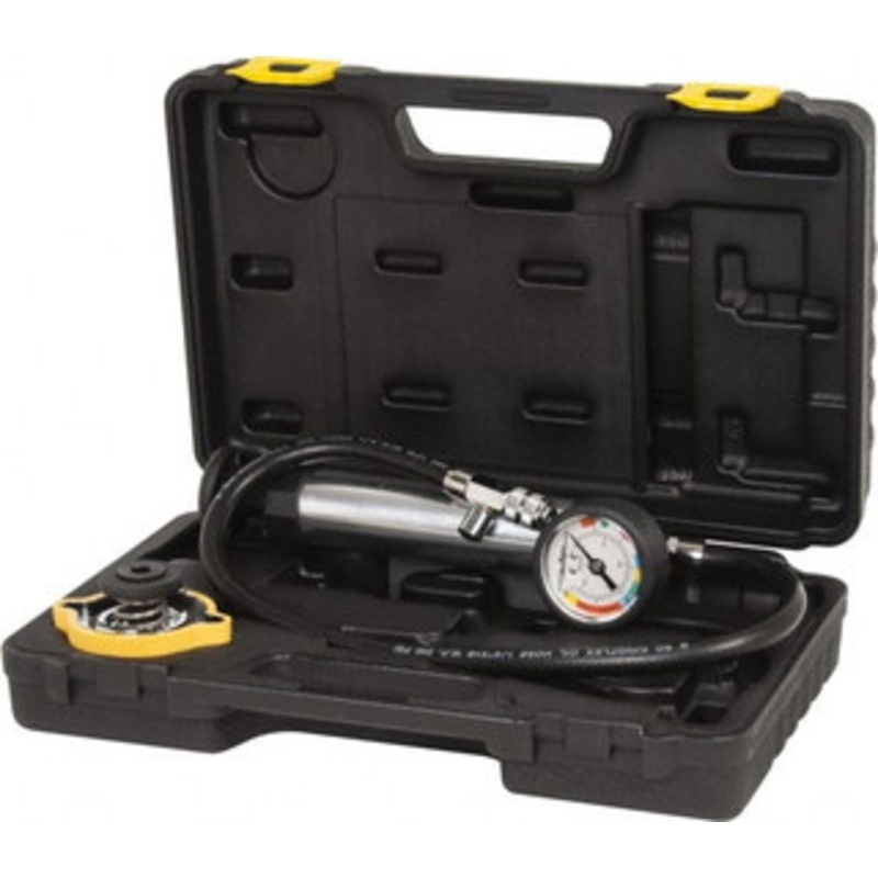 Lincoln Cooling System Pressure Tester Use to Manually Pressure Test Some Domestic & Some Asian Autos for Coolant Leaks, Includes Many Domestic & Some Asian Auto Radiator Adapters, Hand Pump, Case, 4 Pieces MV4529 – 79506242