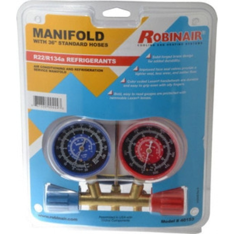 OTC Standard Side Wheel Automotive Manifold Gauge with 1/4 Fittings Brass, 0 to 500 psi, 10 Segment Resolution, 99.9% Accuracy 40153 – 49695745