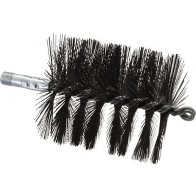 Schaefer Brush 4-1/2 Brush Length, 4 Diam, Double Stem, Single Spiral Flue Brush 7-1/2 Long, Tempered Steel Wire, 1/4 NPSM Male Connection 43238 – 09799248