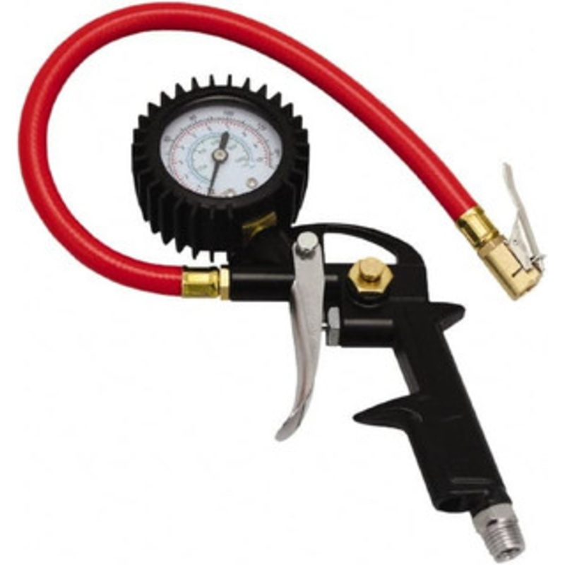 Milton Industries 0 to 150 psi Dial Easy-Clip Tire Pressure Gauge 13 ft. Hose Length, 2 psi Resolution EX0500P – 39682745