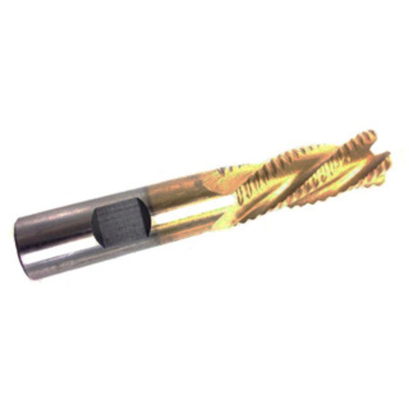 Precise 3 Flute TiN Coated M42 Cobalt Roughing End Mill, 1/4 x 3/8 Shank Dia. x 5/8 Flute Length – 8002-6708