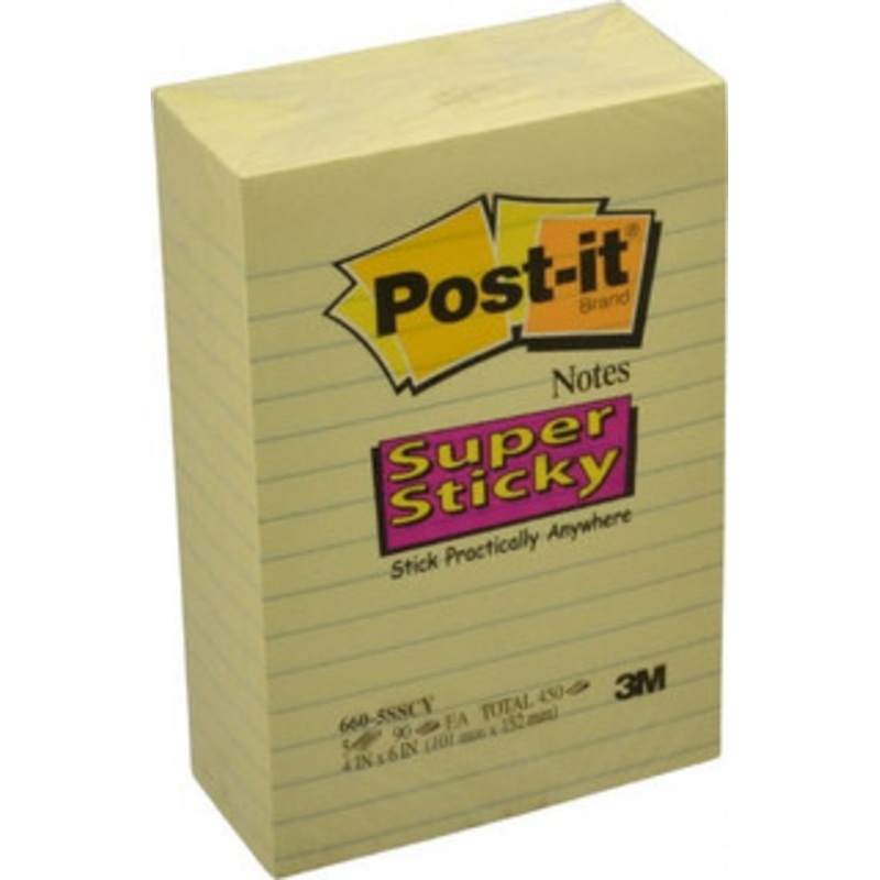 3M Pack of (5) 90 Sheet, 4 x 6, Note Pad/Writing Pad/Notebooks Yellow 7000052459 – 81386112
