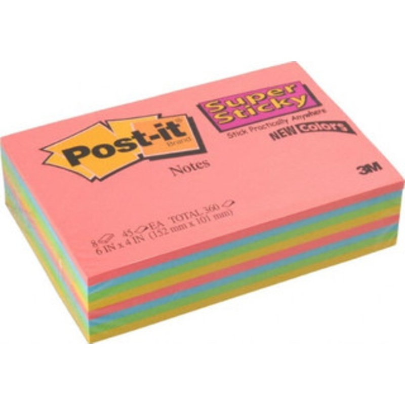 3M Pack of (80), 90 Sheet, 6 x 4, Note Pad/Writing Pad/Notebook Neon Colors 7010372322 – 81386013