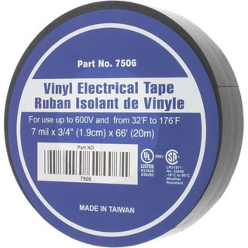 Value Collection 3/4 x 66 ft. Black Vinyl Electrical Tape 0 to 140F 7506 – 64711591