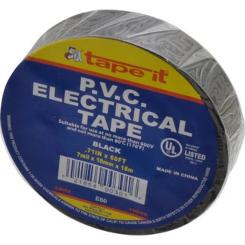 Value Collection 3/4 x 60 ft. x 7 mil Black Vinyl Electrical Tape Rubber Adhesive 00324806 – 00324400