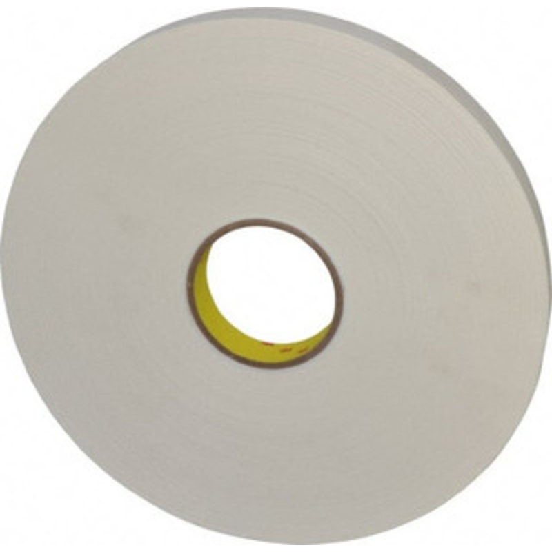 3M 1 x 72 Yd Rubber Adhesive Double Sided Tape 1/32 Thick, White, Polyethylene Foam Liner, Continuous Roll, Series 4462W 7000123603 – 00188946