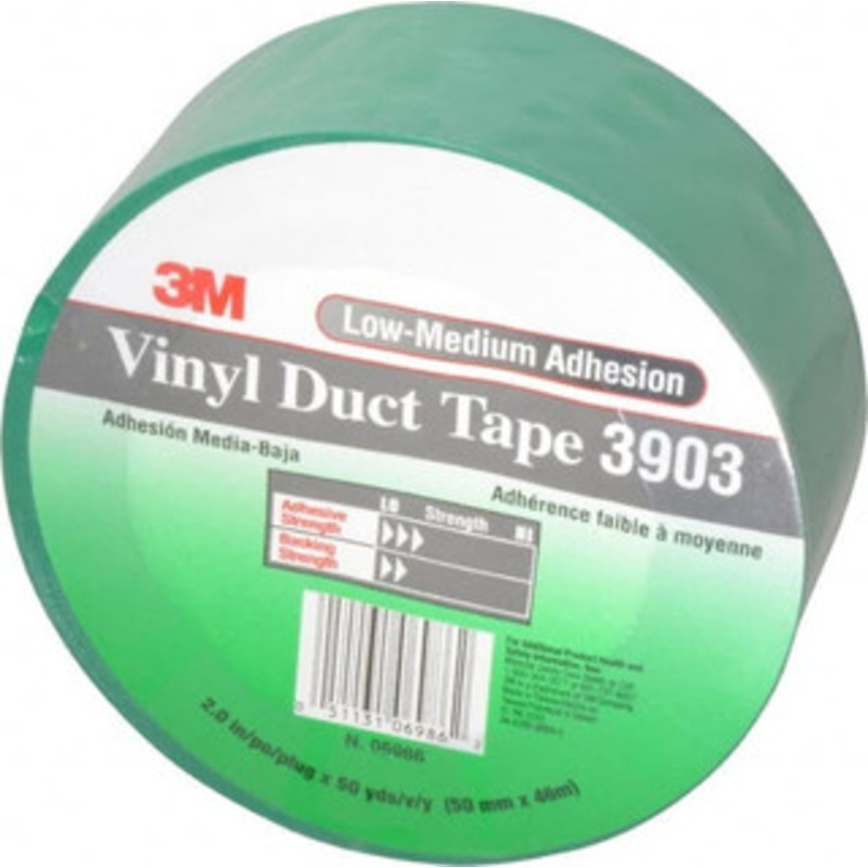 3M 50 Yd x 2 x 6.5 mil Green Vinyl Duct Tape Rubber Adhesive, 13 Lb Tensile Strength, 200F Max, Series 3903 7100145926 – 65323008