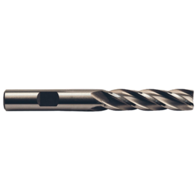 Precise 4 Flute H.S.S. Long Length Non-Center Cut Finishing End Mill, 1/2 Size, 1/2 Shank Diameter, 2 Length of Cut, 4 OAL