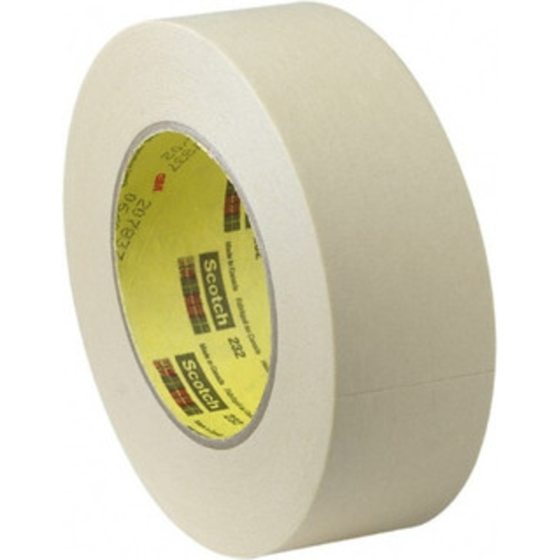 3M 1-1/2 Wide x 180 ft. Long x 6.3 Tan Paper Masking Tape 27 Lb/In Tensile Stength, Series 232 7000124031 – 71319024