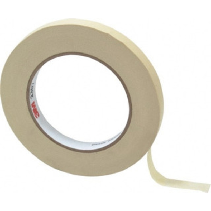 3M 1/2 Wide x 180 ft. Long x 5.2 mil Tan Paper Masking Tape Rubber Adhesive, 23 Lb/In Tensile Strength, Series 2307 7000123529 – 65364275