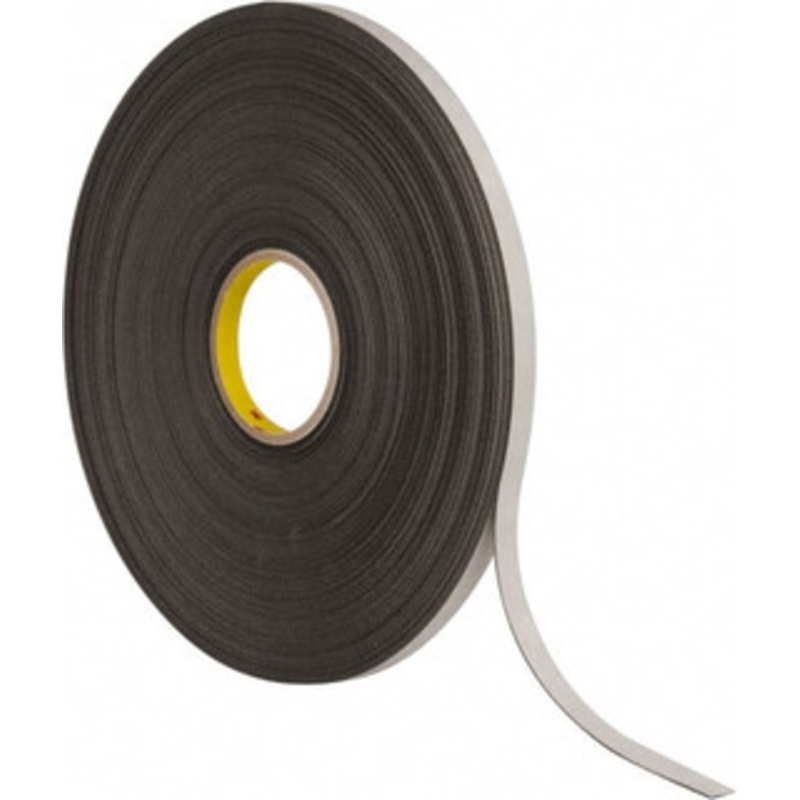 3M 1/2 x 72 Yd Rubber Adhesive Double Sided Tape 1/32 Thick, Black, Polyethylene Foam Liner, Continuous Roll, Series 4462B 7000123700 – 00188896