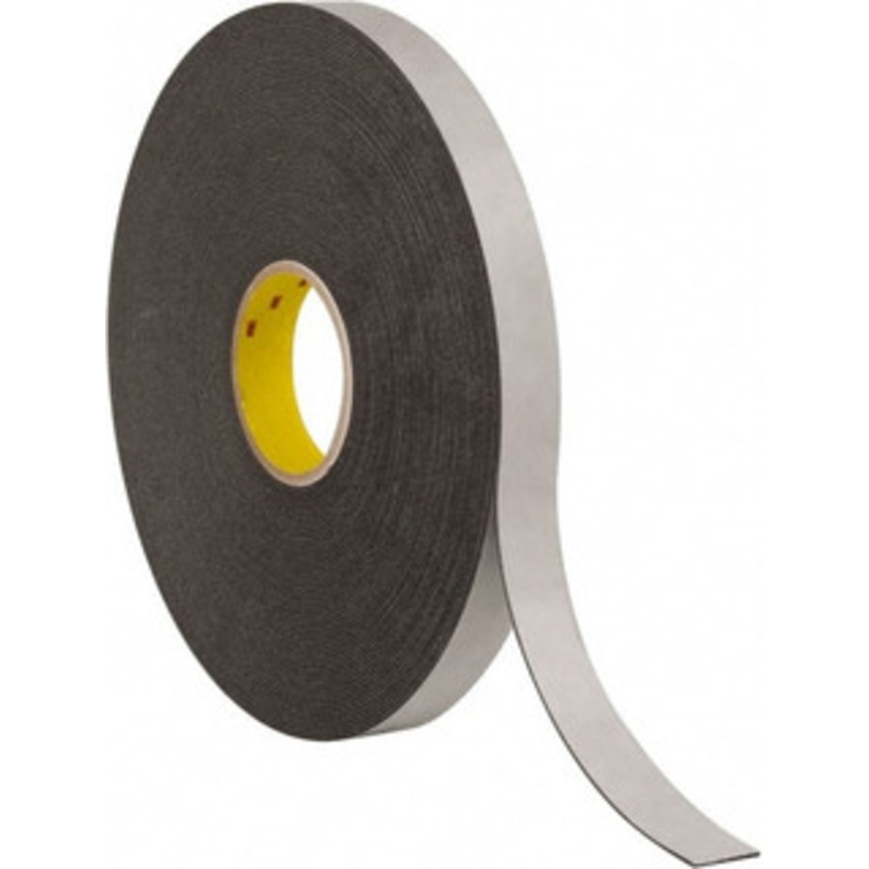 3M 1 x 36 Yd Rubber Adhesive Double Sided Tape 1/16 Thick, Black, Polyethylene Foam Liner, Continuous Roll, Series 4466B 7000123704 – 00188979