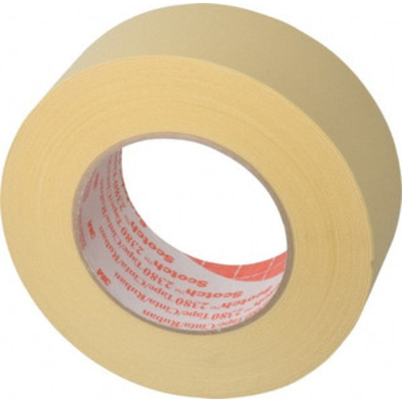 3M 2 Wide x 180 ft. Long x 7.2 mil Tan Paper Masking Tape Rubber Adhesive, 28 Lb/In Tensile Strength, Series 2380 7000088416 – 06270342